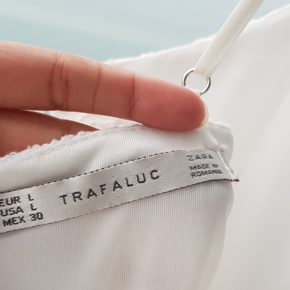Zara trafaluc embroided strapped mini dress, Large, White, Spaghetti Stripe - Picture 10 of 10